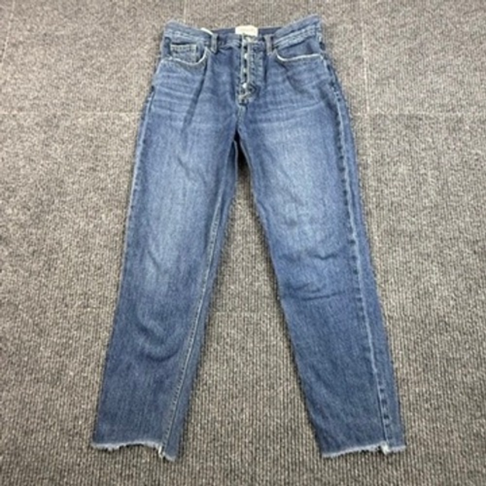 Current Elliott Straight Leg Jeans Blue Medium Wash Raw Hem Button‎ Fly Size 29